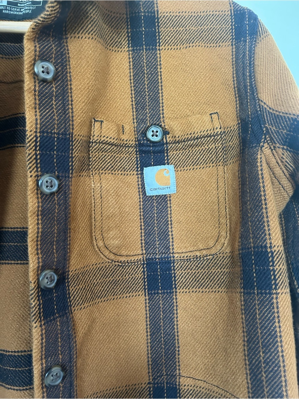 Carhartt Women's Loose Fit Heavyweight Twill Plaid Shirt in brown size XS - Picture 2 of 6